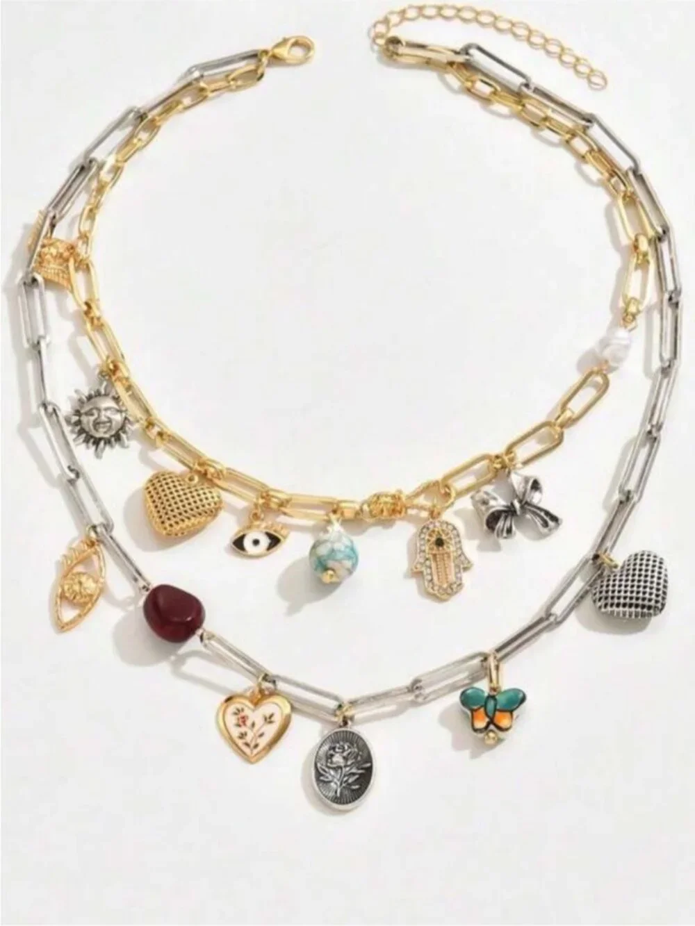 New! Coastal Mixed Metal Charm Stack Necklace 5003